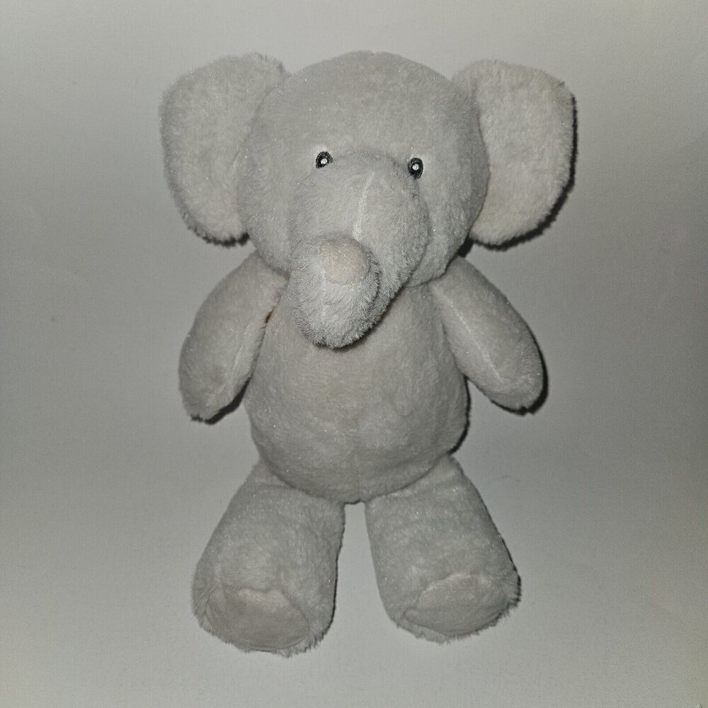Kellytoy Pale Gray Elephant Rattle Lovey Plush 12" Stuffed Baby Toy Crinkle Ears